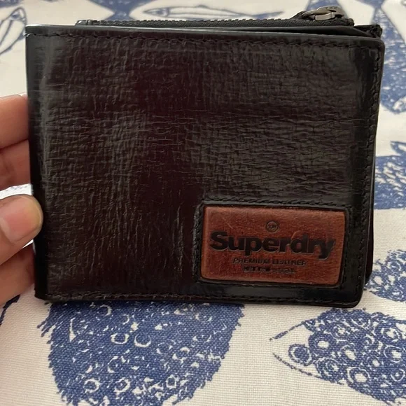Superdry bifold wallet, premium black leather - Picture 5 of 10